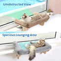 Zakkart Cat Perch for Window Sill with Bolster - Orthopedic Hammock Design with Premium Hardwood & Robust Metal Frame - Cat Window Seat for Large Cats and Kittens - Natural Color Wood Gray Bed, 24''W