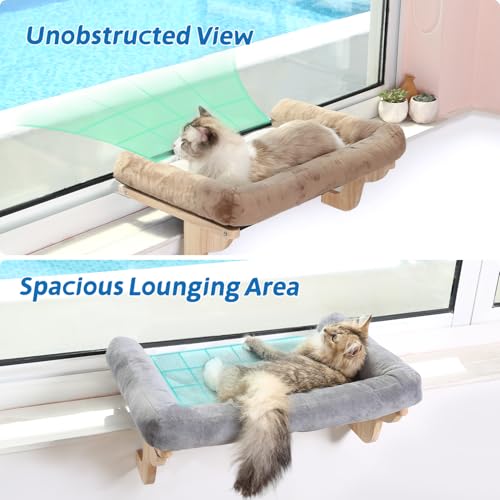Zakkart Cat Perch for Window Sill with Bolster, 24in, Gray