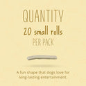 Better Belly Originals Natural Chicken Liver Flavor Small Rolls 20 Count, Highly Digestible Rawhide
