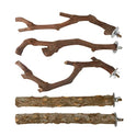 5PCS Bird Perch Stand Natural Wooden Parrot Stand Branch,3 Grape Wood Perch,2 Stand,Paw Grinding Fork Parakeet Chewing Stick Exercise Training Branches for Cockatiels,Small Medium Birds