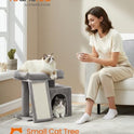 Feandrea Small Cat Tree, Cat Tower Condo, Scratching Ramp, Large Top Perch, Cave, 20.1 x 15.4 x 18.3 Inches, Dove Gray UPCT010GD02S