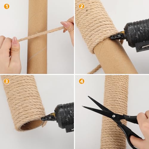 Natural Sisal Rope for Cat Scratcher, 1/4 Inch x 164 Feet Cat Rope, Heavy Duty Sisal Twine for Cats Scratching Post Replacement, and Crafts Gardening Home Decorating