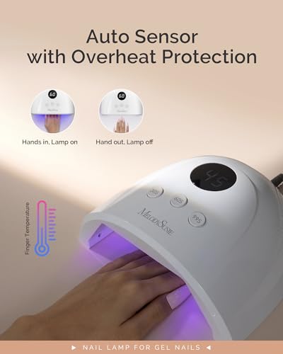 MelodySusie Compact Advanced UV LED Nail Lamp, P-Plus30F Nail Dryer with 3 Timers & Smart Sensor Cures All Gels, Especially Rhinestone Glue, Solid & Liner Gel Polishes for Advanced DIY at Home-White