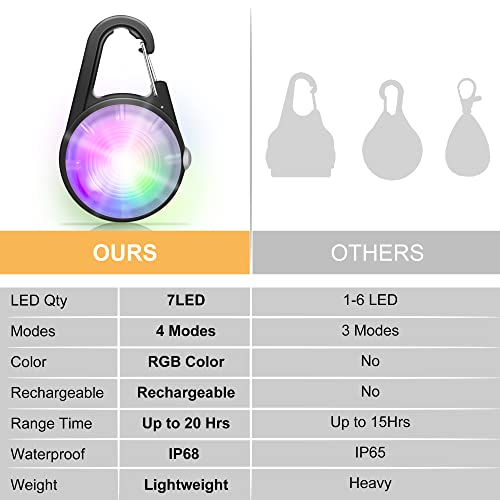 Dog Collar Light, 4 Modes Dog Lights for Night Walking, Rechargeable LED Pet Collar Light for Nighttime Clip on, IP68 Waterproof Pet Walking Accessories-2 Pack(Black)