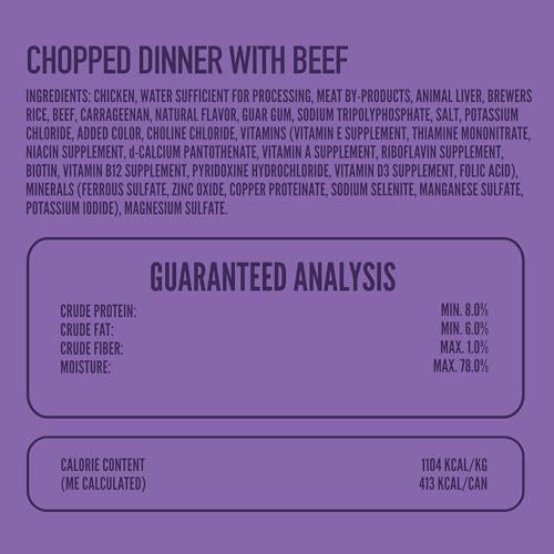 A Strong Heart Wet Dog Food, Chopped Beef Dinner — Real Beef & Chicken, Complete & Balanced for All Life Stages, Made in USA by Simmons Pet Food — 13.2 oz Cans, Pack of 12