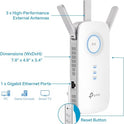 TP-Link AC1900 WiFi Range Extender RE550 | Dual-Band Wireless Repeater Amplifier w/Gigabit Ethernet Port | Up to 2200 Sq. Ft., 32 Devices | Internet Signal Booster | APP Setup | EasyMesh Compatible