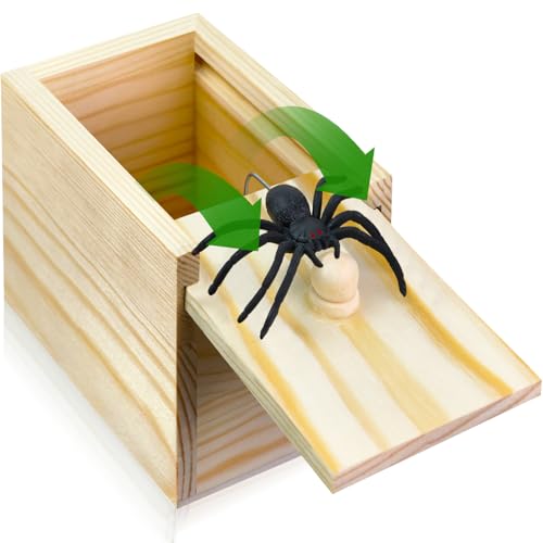 PARNIXS Surprise Spider Prank Box，Handcrafted Spider in a Box Stocking Stuffers,New Year's Surprise Toy and Gag Gift Practical Joke for Adults Men Women Birthday