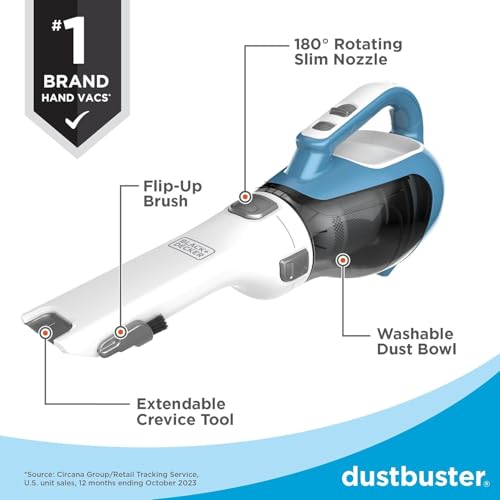 Black+Decker, Dustbuster AdvancedClean Handheld Vacuum Cordless, Compact Home and Car Vacuum with Crevice Tool, Rotating Nozzle and Charging Station