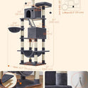 Feandrea Cat Tree, 81.1-Inch Large Cat Tower, Multi-Level Plush Condo with 13 Scratching Posts, 2 Perches, 2 Caves, Basket, Hammock, Pompoms, Smoky Gray UPCT190G01