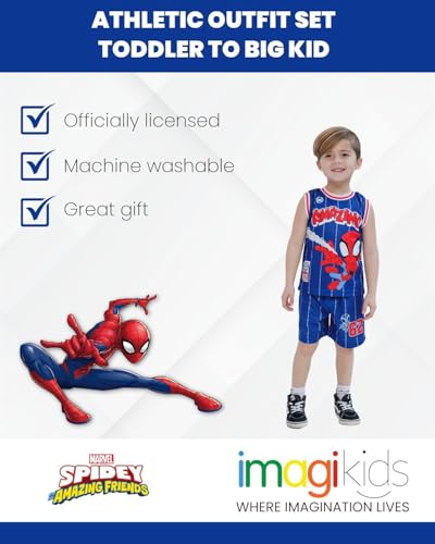 Marvel Boys' Athletic 2-Piece Basketball Jersey and Shorts Set Toddler to Big Kid