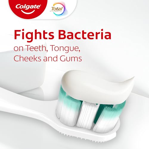 Colgate Total Whitening Toothpaste Paste, 5.1 oz, 4 Pack, Fluoride, Antibacterial, for Plaque, Gingivitis, Sensitivity, Stain Removal, Clinically Proven, Mint, Teeth Whitening, Stannous Fluoride