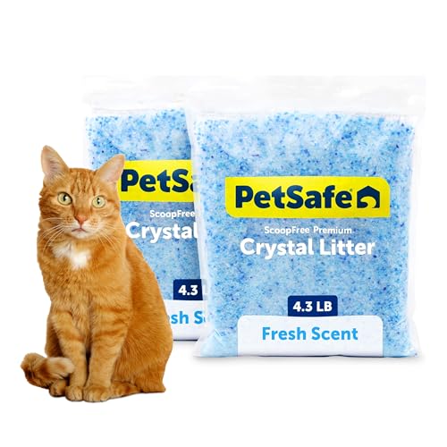 PetSafe ScoopFree Premium Crystal Litter, Fresh Scent, 4.3 Lb Bag, 2 Pack | Ultra-Absorbent Crystal Cat Litter, 5x Faster Odor Control, 99% Dust-Free, Low Tracking, Refills Any Cat Box or Tray