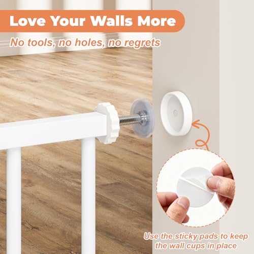 Baby Gate No Drilling, 29"-40" Dog Gate Indoor for Stairs & Doorways | Auto Close, Pressure Mounted Adjustable Pet Gate Indoor, Easy Walk Through Child Gate for Baby & Pet Stroller Friendly, White
