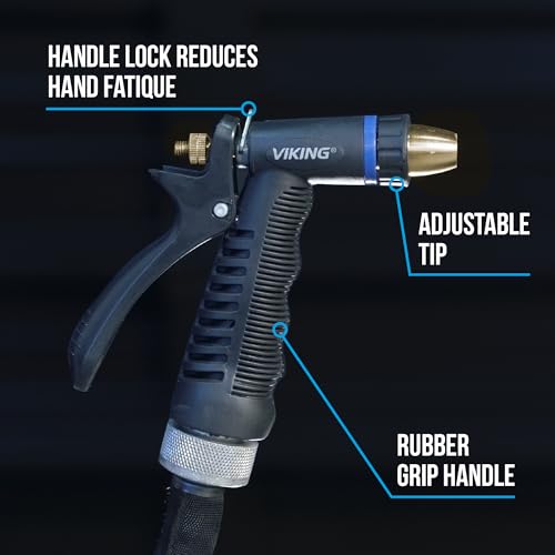VIKING Hose Nozzle, Garden Hose Nozzle, Adjustable and Heavy Duty for Washing Car, Watering Plants, Washing Pets, and Home Use