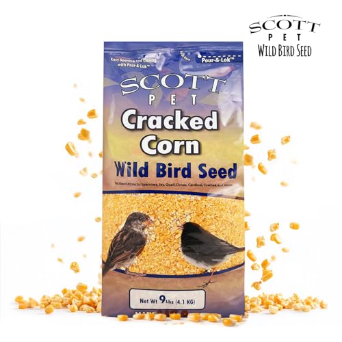 Scott Pet Wild Bird Seed, Cracked Corn, 9 lbs Bag, Feed, Great Source of Protein and Fiber, Food for Outside Wild Birds