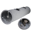 Cat Tunnel for Indoor Cats, 51×12 inch Foldable Big Cat Tunnel, Grey Suede Pet Tunnels with Two Peepholes and a Bubble Ball
