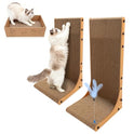 Goosheep Cat Scratching Post, 3-in1 Scratching Board for Indoor Cats, 2PK 22in L-Shaped Cat Scratcher with 1PK Cardboard Box Scratch Pad, Cats Scratch Furniture Protector with Feathered Toy