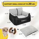 BurgeonNest Dog Car Seat for Small Dogs, Soft Pet Car Travel Home Bed Under 25 lbs, Fully Detachable and Washable Cat Booster Carseats with Storage Pockets and Clip-On Leash Portable Carrier,Black