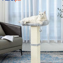 Karolpar 32" Cat Scratching Post for Indoor Cats, Sisal Cat Scratcher with Plush Perch, Large Scratch Post with Bed, Removable Cover, Sisal Fabric,Light Grey