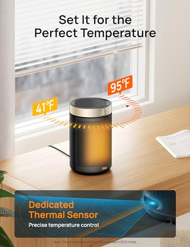 DREO Space Heater, Portable Electric Heaters for Indoor Use with Thermostat and Remote, 2024 Upgraded, Digital Display, 12H Timer, 5 Mode, 1500W PTC Ceramic Fast Safety Heat for Office Bedroom Home