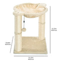Basics Cat Tower with Hammock Bed and Scratching Post for Indoor Cats, Easy to Assemble, Interactive Hanging Ball, 15.8" x 15.8" x 19.7", Beige