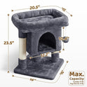 Yaheetech 23.5in Cat Tree – Sturdy & Stable, Space-Saving 3-Level Cat Tower with Plush Perch, Condo, Sisal Scratching Posts & Dangling Ball, Perfect for Apartments, Dark Gray