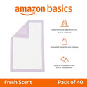 Basics Cat Litter Pee Pads, Odor Control with Fresh Scent, Super Absorbent, Disposable, Universal Fit Litter Box, Purple and White, 40 Count