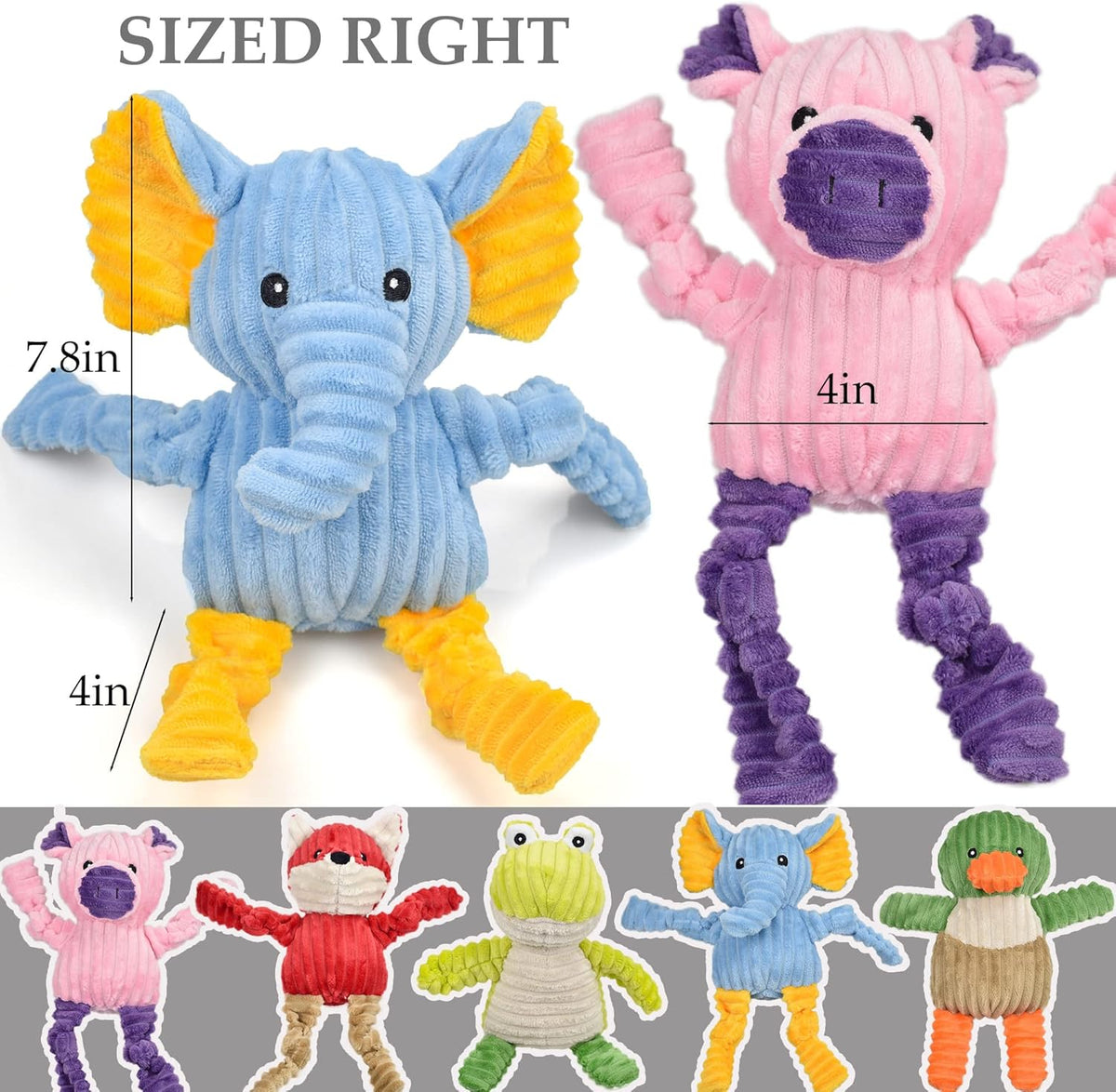5 Pack Tough Dog Toys Stuffed Squeaky Dog Toys Assortment Plush Animal Dog Toy Value Bundle Puppy Pet Dog Toys for Small Medium Large Dogs - Mart Station