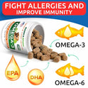 BARK&SPARK Omega 3 for Dogs and Cats-180 Fish Oil Treats for Dogs & Cats Shedding, Skin Allergy, Itch Relief, Hot Spots Treatment-Joint Health-Skin and Coat Supplement-EPA & DHA Fatty Acids-Salmon Oil
