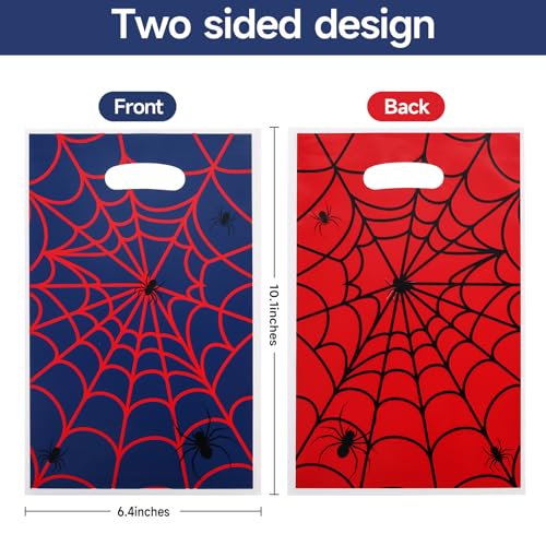 ADARRO 40PCS Spider Wed Party Favor Bags, Red & Blue Cartoon Goodie Candy Bags for Birthday Party Supplies