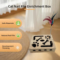 Cat Nail File Scratch Enrichment Box Enrichment Puzzle Toy for Indoor Cats Interactive Cat Scratch Puzzle Enrichment Box Toy with Sandpaper and Bell Ball, Nail File Stress for Cats