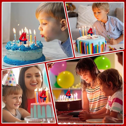 Spider Themed Birthday Candles Number 4 Red Blue Spider Web Themed Cake Topper Candle Party Decoration Birthday Party Celebrations Supplies Favors (Number 4)