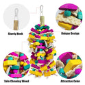 Large Bird Toys, Multi-Color Wooden Block with Bamboo Support Bird Chewing Toy Parrot Cage Bite Toy for Macaws Cokatoos African Grey and Large Medium Parrot Birds