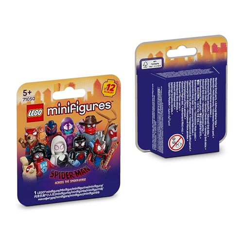 LEGO Minifigures Spider-Man: Across the Spider-Verse - Get 1 of 12 Collectible Toys with Accessories - Gift for 5+ Year Old Boys & Girls - Mystery Box - 71050