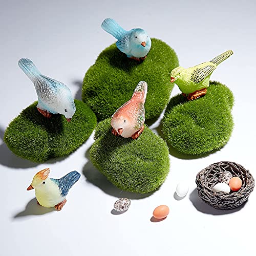 Jetec 30 Pieces Garden Accessories Bird Decorative Figurines Miniature Bird Figurines for Garden, Dollhouse Miniature, Cake Topper, Micro Landscape, Yard Bonsai Decal, Home Decoration