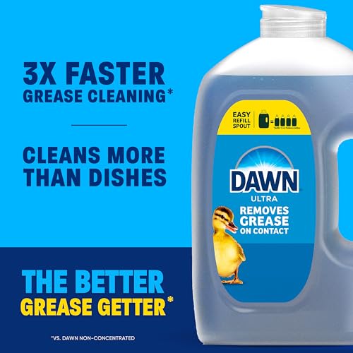 Dawn Ultra Dish Soap Refill Jug Large Size Original Blue Liquid Dishwashing Detergent, Powerful Dish Soap for Grease, 51.5oz (Pack of 2)
