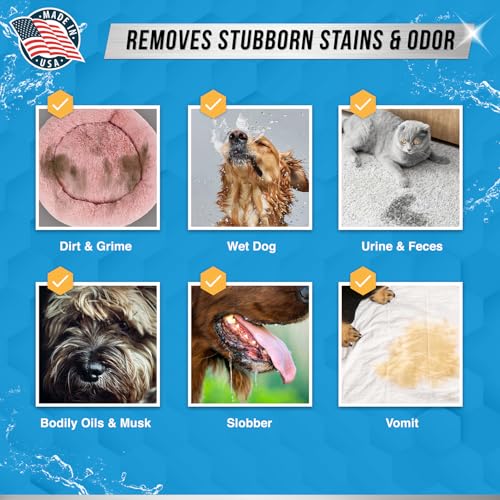 Pet Laundry Detergent Odor Remover - ACTIVE Enzyme Based Powder Detergent for Dogs Beds, Cat Pee, HE Washer Friendly Natural Enzymatic Deodorizer, Urine, Smell, Dog Drool, Stain Eliminator - 64 Loads