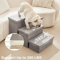 Love's cabin Dog Stairs for High Bed 18" H, Foldable Pet Stairs for Small Medium or Large Dogs Puppy with Storage for Bed or Couch, Cat Dog Steps Ramp with Zip up to 200 lbs, Solid Grey, 3 Steps
