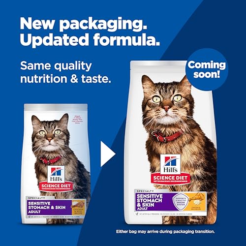 Hill's Science Diet Adult Sensitive Stomach & Skin Dry Cat Food, Chicken & Rice, 3.5 lb. Bag (Updated Formula)