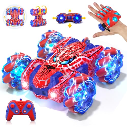 Spider Gesture Sensing Remote Control Car, Double Sided RC Cars with Full-Body Light, 2.4GHz Hand Controlled Rechargeable RC Stunt Car Toys Birthday Gift for Boys 4 5 6 7 8 9 10 11 12