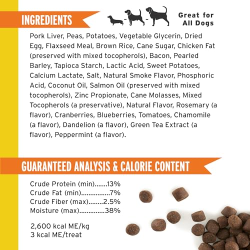 Pet Botanics 20 oz. Pouch Training Rewards Soft & Chewy, Bacon Flavor, with 500 Treats Per Bag, The Choice of Top Trainers