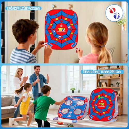 Spider Bean Bag Toss Game, Cornhole Board Outdoor Toys for Kids Age 4-12 | Outdoor Toys for Toddlers, Family Party Activity, Yard Backyard Beach Lawn Camping Game, Christmas Birthday Gift for Boys
