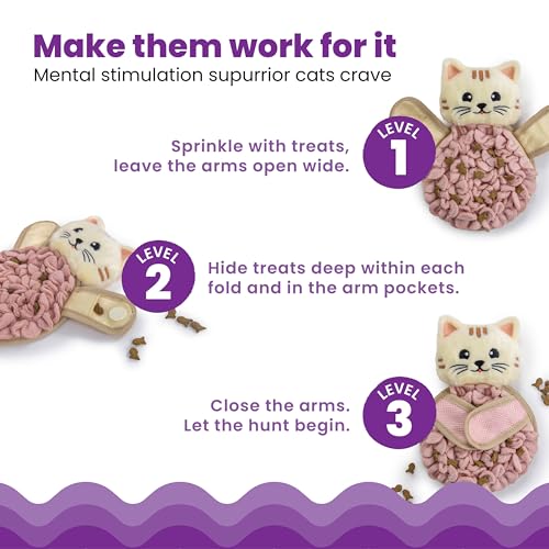 Catstages Snuffle Mat for Cats - Interactive Foraging Toy with Hidden Treats, Non-Slip Base, and Hunting Stimulation for Mental and Physical Activity, 8.7" x 6"