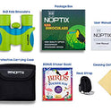 Binoculars for Kids, Girls or Boys Real Kids Binoculars in Vibrant Green Blue - Includes Sticker Book with 40 Bird Species - Small Toys for Toddlers
