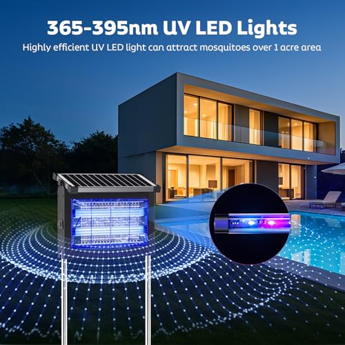 OnBeam Solar Bug Zapper Outdoor, 4500V Mosquito Zapper Fly Trap for Patio | 10W Solar Panel, IPX5 Waterproof, Auto Mode, Solar Powered, USB C Charging, Electric Rechargeable Mosquito Killer for Garden