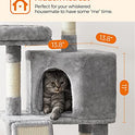 Feandrea Cat Tree, 45.3-Inch Cat Tower, Plush Condo with Scratching Post, Ramp, Perch, Spacious Cave, for Small Space, Light Gray UPCT141W01