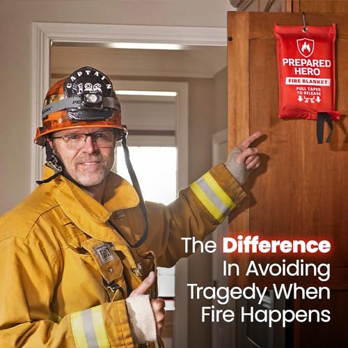Prepared Hero Emergency Fire Blanket - 2 Pack - Fire Suppression for Kitchen, 39” x 39” Fiberglass Fire Blanket for Home