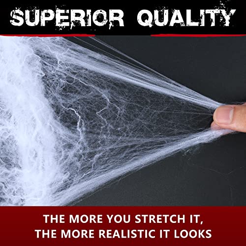 1000 sqft Spider Webs Halloween Decorations Bonus with 30 Fake Spiders, Super Stretch Cobwebs for Halloween Indoor and Outdoor Party Supplies