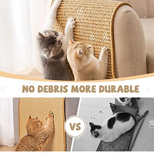 Graciadeco Carpet Cat Scratching Mat Sisal, 2 Packs Sisal Fabric Large 23.6" x 15.7" Scratching Pad for Indoor Cats with Adhesive Hook Loop Tape, Cat Scratching Rug Wall Scratchers for Indoor