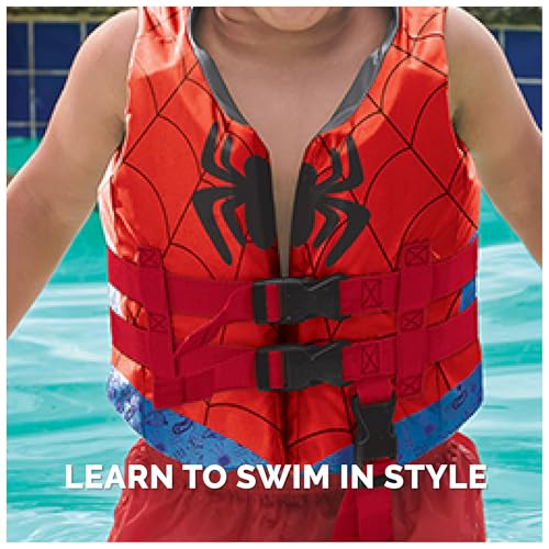 SwimWays Marvel Swim Trainer Life Jacket, US Coast Guard Approved Swim Vest, Pool Floats & Life Jackets for Kids 33-55 lbs, Spider-Man